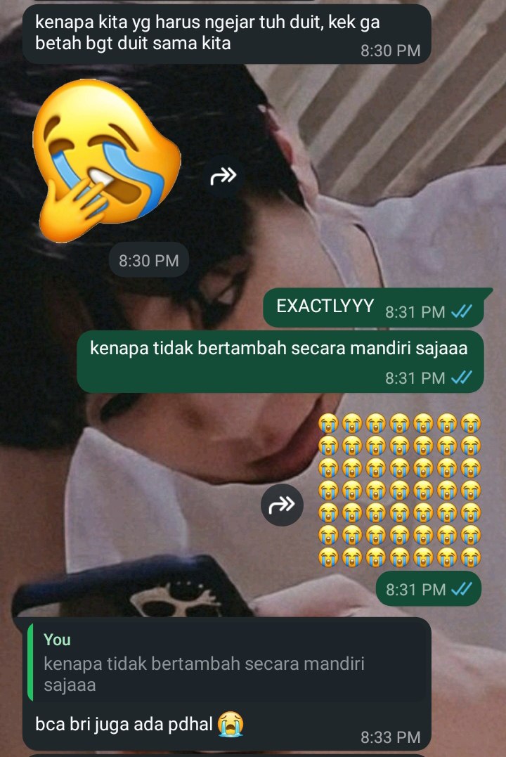 refiluv's tweet image. ketika 2 manusia desperate lagi bu😭😭😭
