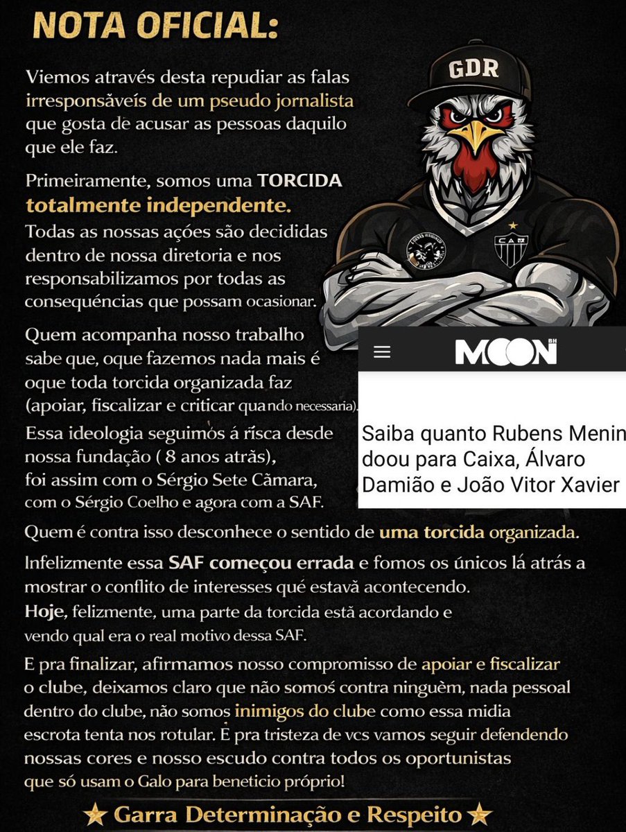 TorcidaGdr's tweet photo. Deem RT, vamos desmascarar essa corja que só tem interesses pessoais!!

⭐️Garra Determinação e Respeito⭐️
#GDR https://t.co/fJcLE5KKQR