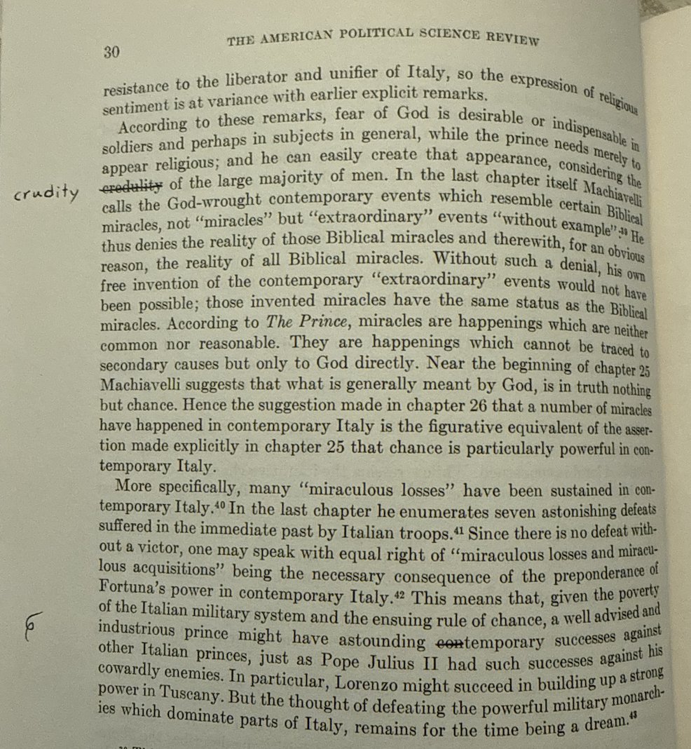 ls_foundation's tweet image. Some typos in the article version of Strauss's essay on Machiavelli's Prince  ("statecraft" --&amp;gt; "statistical data" in the book)