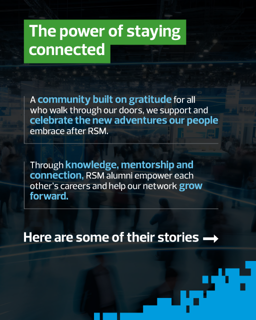 rtlich's tweet image. I joined our alumni platform because I want to keep up with former colleagues, celebrate wins and maybe even collaborate again down the road. If you haven’t signed up yet, I’d love to see you there. Join the RSM alumni platform! #GrowForwardatRSM rsm.buzz/45JQV67