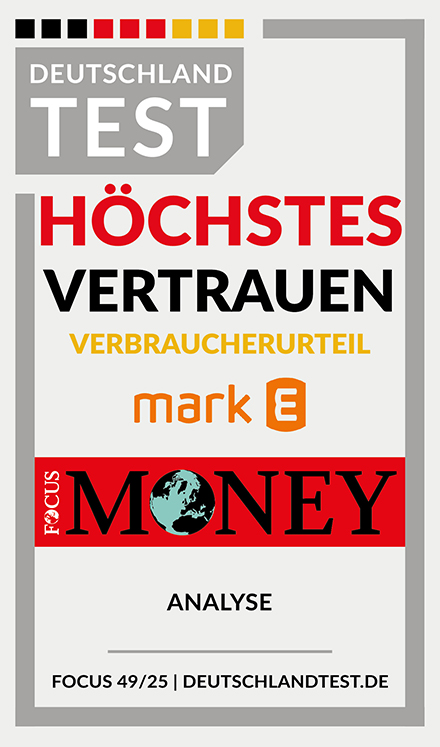 #MarkE wurde erneut mit dem Verbraucherurteil „Höchstes Vertrauen“ von #FocusMoney und #Deutschlandtest ausgezeichnet. Fünfte Auszeichnung in Folge – überdurchschnittliche Punktzahl in den Kategorien Seriosität, Weiterempfehlung, Vertrauen, Qualität. ow.ly/IKZy50XW8fm /ak