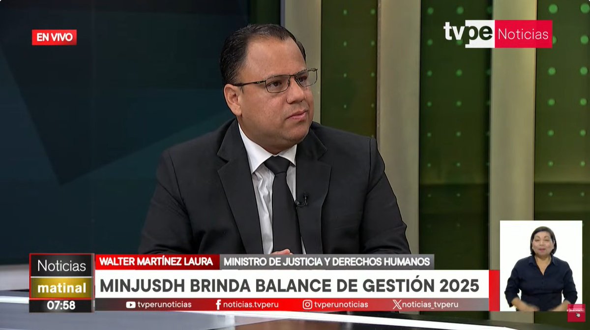 MinjusDH_Peru's tweet photo. #NotaInformativa 📺 | En entrevista con @noticias_tvperu, el ministro de Justicia y Derechos Humanos, Walter Martínez Laura, destacó la creación de la SUNIR, una reforma clave que fusionará al @INPEgob y el @Pronacej_Peru para reestructurar el sistema penitenciario y de reinserción social. “Esta institución permitirá una visión integral de la trayectoria del delito, fortaleciendo la intervención desde etapas tempranas”, señaló.

#ElPerúATodaMáquina