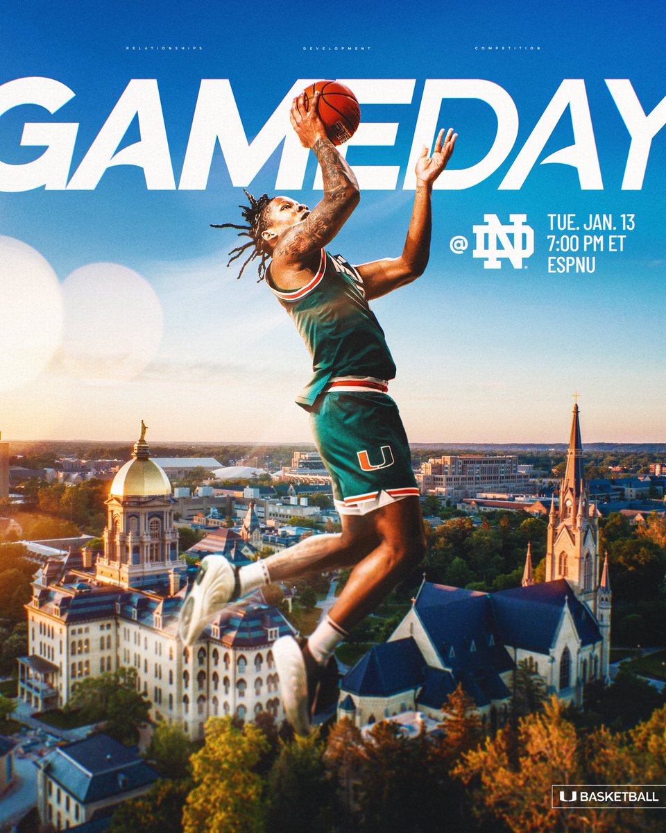 gameday in the 574 🙌

🆚 Notre Dame
🕖 7PM
📍 South Bend, IN
📺 ESPNU
📊 stats.statbroadcast.com/mobile/?id=613…
📻 <a href="/SIRIUSXM/">SiriusXM</a> / <a href="/1043wqam/">104.3 WQAM</a> 

#Relentless | #GoCanes