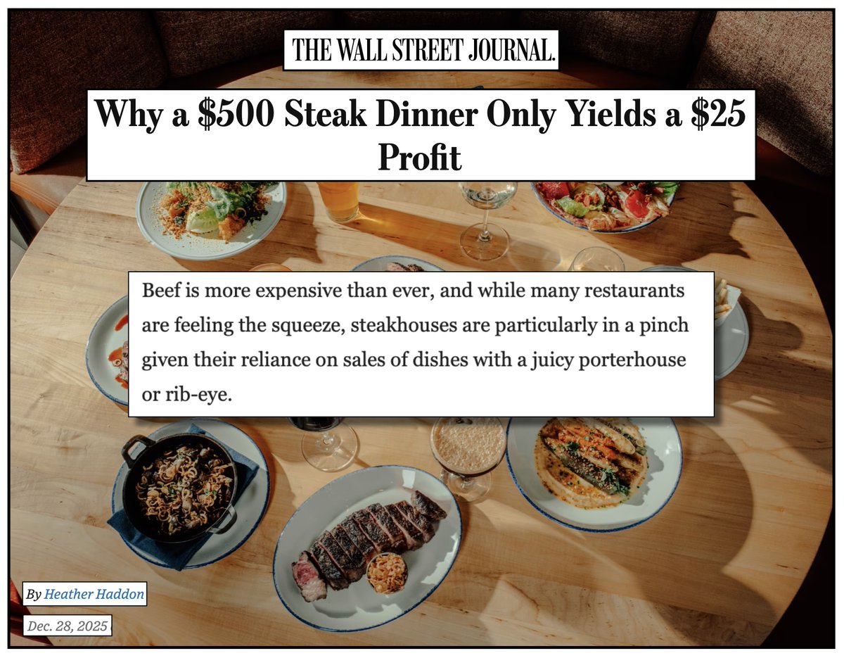 Restaurants and diners may pay a high price for steak, but that cost pales in comparison to the price paid by cows and the planet. <a href="/heatherhaddon/">Heather Haddon</a> - in future <a href="/WSJ/">The Wall Street Journal</a> coverage of meat prices, please note that cows pay for our steaks with their lives and that the planet pays a hefty