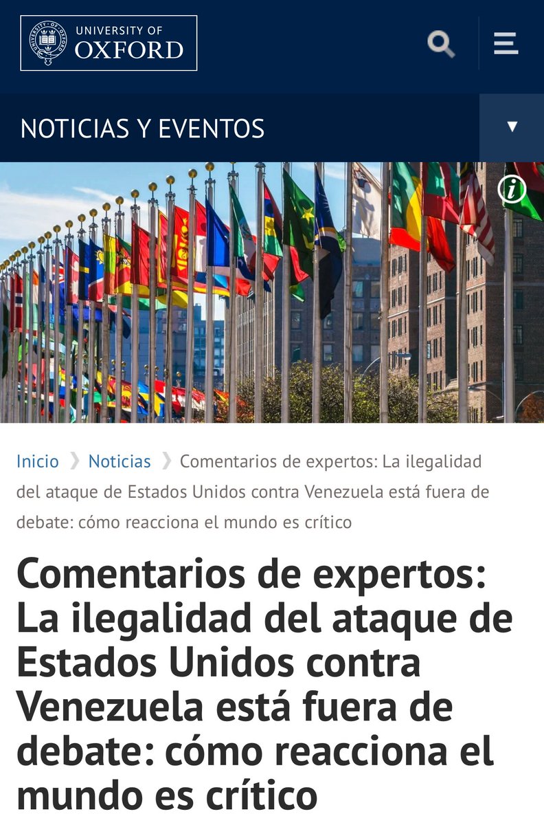 Expertos de la Universidad de Oxford 🇬🇧 discuten la ilegalidad de los ataques criminales de los EEUU contra Venezuela: 

"La “Operación Resolución Absoluta” –que según los estándares militares fue un éxito– viola una de las reglas más fundamentales del derecho internacional: la