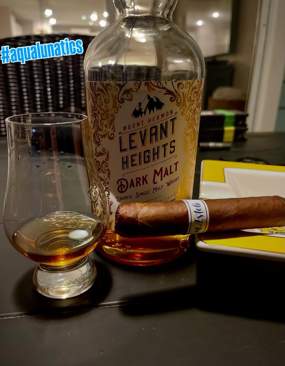 M.Esteli, paired with this dark malt Lebanese whiskey 

#cigarlover #cigarlifestyle #whiskey #MbombayCigars #Cigars #darkmalt #cigarpairing #cigarswhiskey #aqualunatics