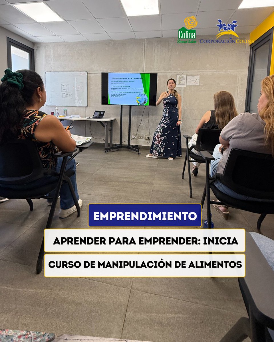 CorpColina's tweet image. 🧠🍽️ Aprender para emprender: con gran convocatoria, Colina Emprende dio inicio a su curso de Manipulación de Alimentos, este curso es requisito para el uso de la "Cocina Colaborativa" #LoQueHacemosMejoraTuVida