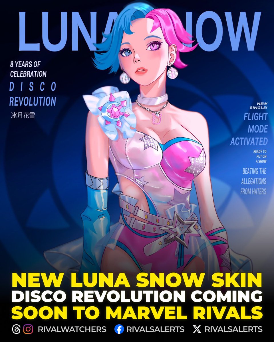 RivalsAlerts's tweet image. A new Disco Revolution Luna Snow skin is coming to Marvel Rivals.
