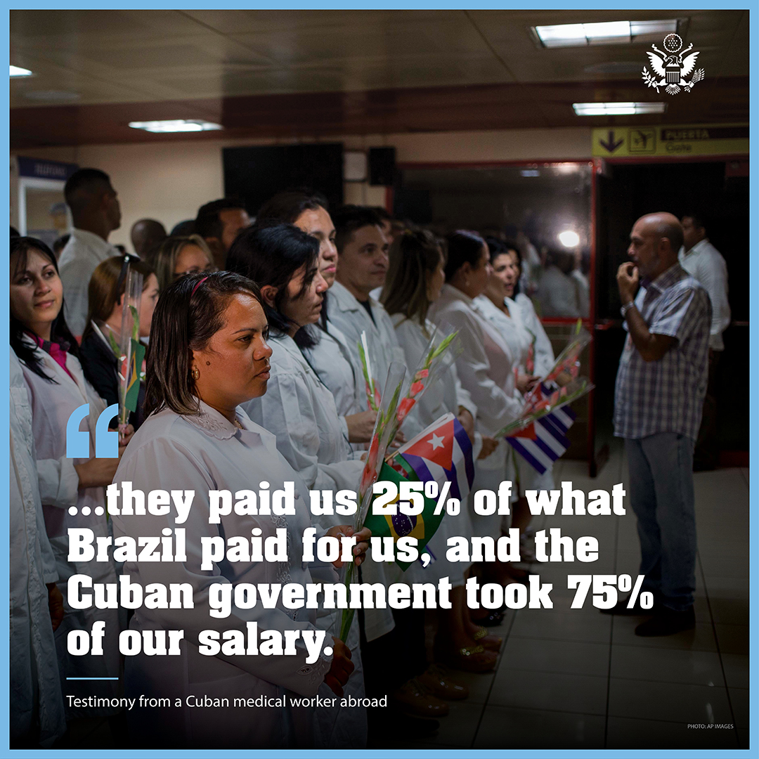 USEmbassyBtown's tweet image. Did you know? Across the Caribbean, nations pay the Cuban government high fees to rent medical professionals—often more than they pay their own local doctors. This program is not a gift from Cuba to the people of the Caribbean; it is an overpriced arrangement funded by local…