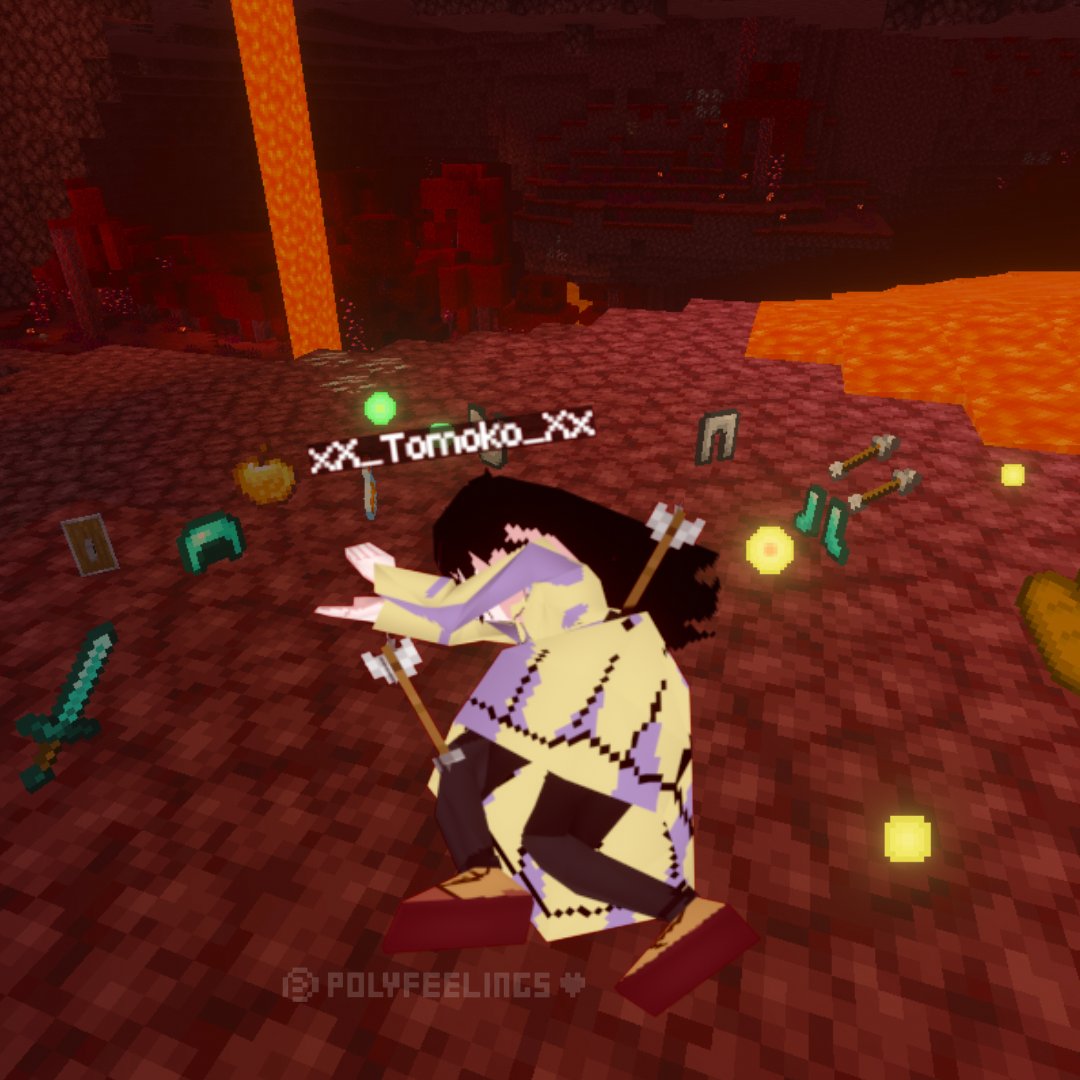 I told her not to go to the Nether alone. 
#Watamote #Minecraft #nether #lowpoly #3d
