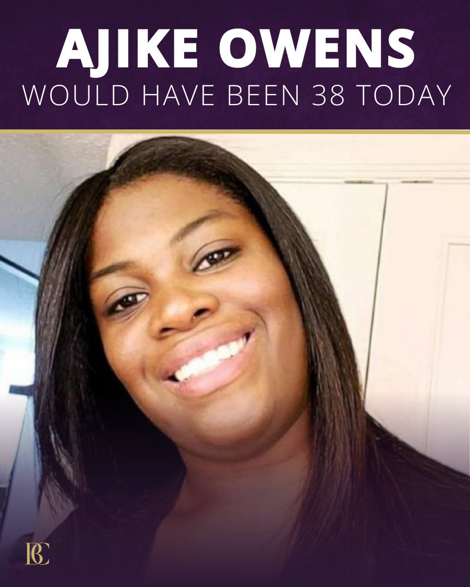 AttorneyCrump's tweet image. On what would have been her 38th birthday, we honor the life and memory of Ajike Owens. A devoted mother, Ajike was taken far too soon by senseless violence. Today, and always, we remember Ajike.