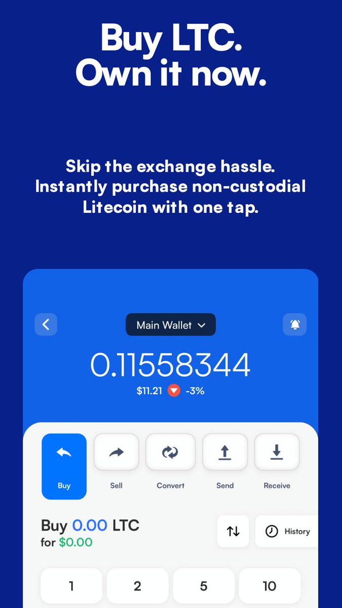 Litecoin on exchanges are an IOU. Buy LTC through Nexus Wallet and  self-custody it instantly. Your keys, your money.