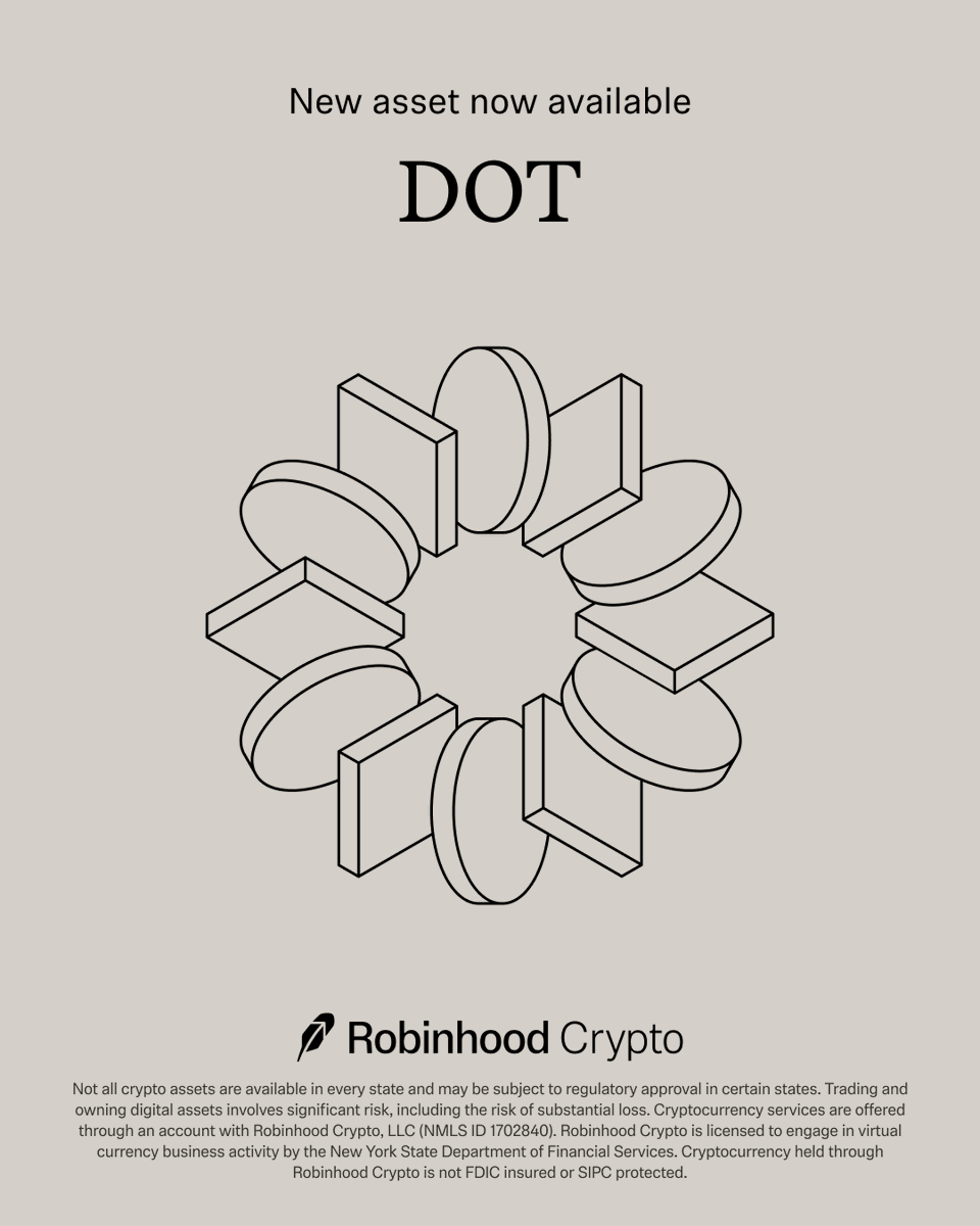 New Robinhood crypto listing Polkadot. #PolkaDot #DOT