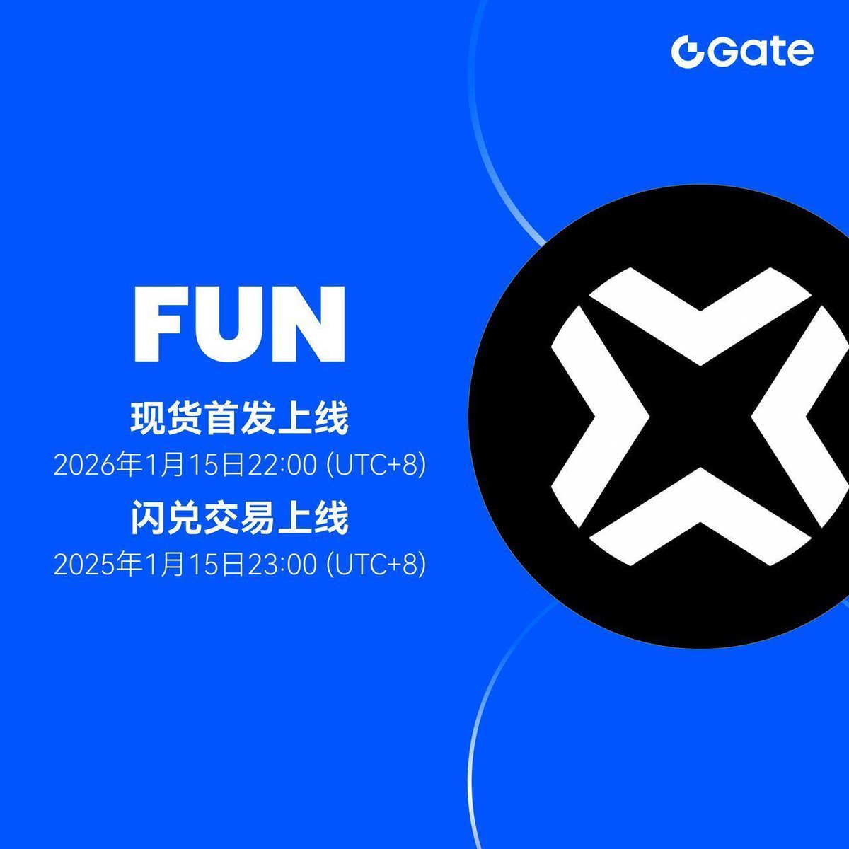 Gate 现货& 闪兑首发上线： $FUN @footballdotfun 🔹 交易对： $FUN / $USDT 🔹 交易时间：1月15日22: 00 (UTC+8) 🔹 0手续费闪兑开始时间：1月15日23:00 (UTC+8) 👉 前往交易：https://t.co/6qYtsQyWfF  ⚡️ 前往闪兑：https://t.co/IXMCn1JksZ 🔗 了解更多：https://t.co ...