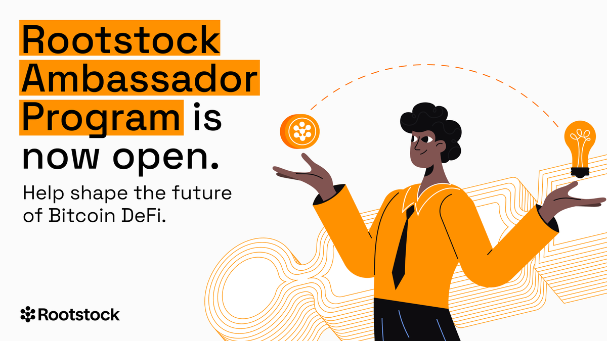 Want to help shape the future of Bitcoin DeFi?

The Rootstock Ambassador Program is now open.

Build with us. Educate. Create. Host events and earn rewards. If you’re passionate about Bitcoin, builders, and community, this is for you.

Apply now 👉 rootstock.io/ambassadors-pr…