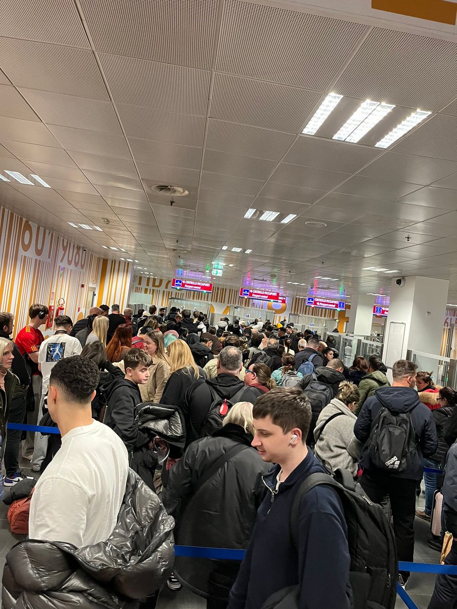 The current scene at <a href="/MilanBergamoBGY/">MilanBergamoAirport</a> where <a href="/Ryanair/">Ryanair</a> passengers from <a href="/EDI_Airport/">Edinburgh Airport</a> have been queuing for over 2 hours at passport control under new entry/exit scheme. Only a third processed so far. Another Brexit benefit - hah! <a href="/BBCScotlandNews/">BBC Scotland News</a> <a href="/STVNews/">STV News</a> <a href="/ScottishSun/">The Scottish Sun</a>