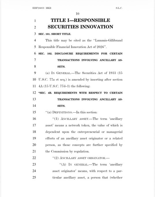 BitcoinMagazine's tweet image. NEW: 🇺🇸 US Senator Cynthia Lummis releases draft for Bitcoin and crypto market structure legislation.

"After months of hard work, we have bipartisan text ready for Thursday’s markup." 👀