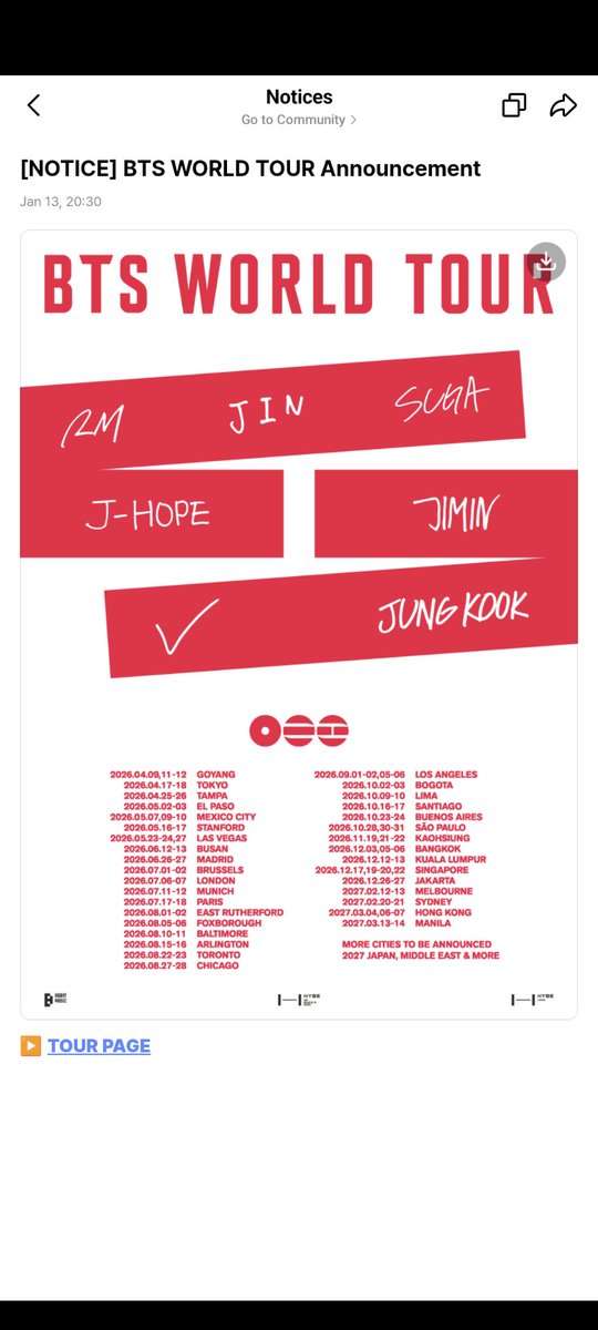 KTH1_EMMA's tweet photo. not seeing India here is so disappointing
feels off being left out this way even in 2026 #BTSComeback2026 #bts #BTSTour2026 https://t.co/a7JfCBc8AF
