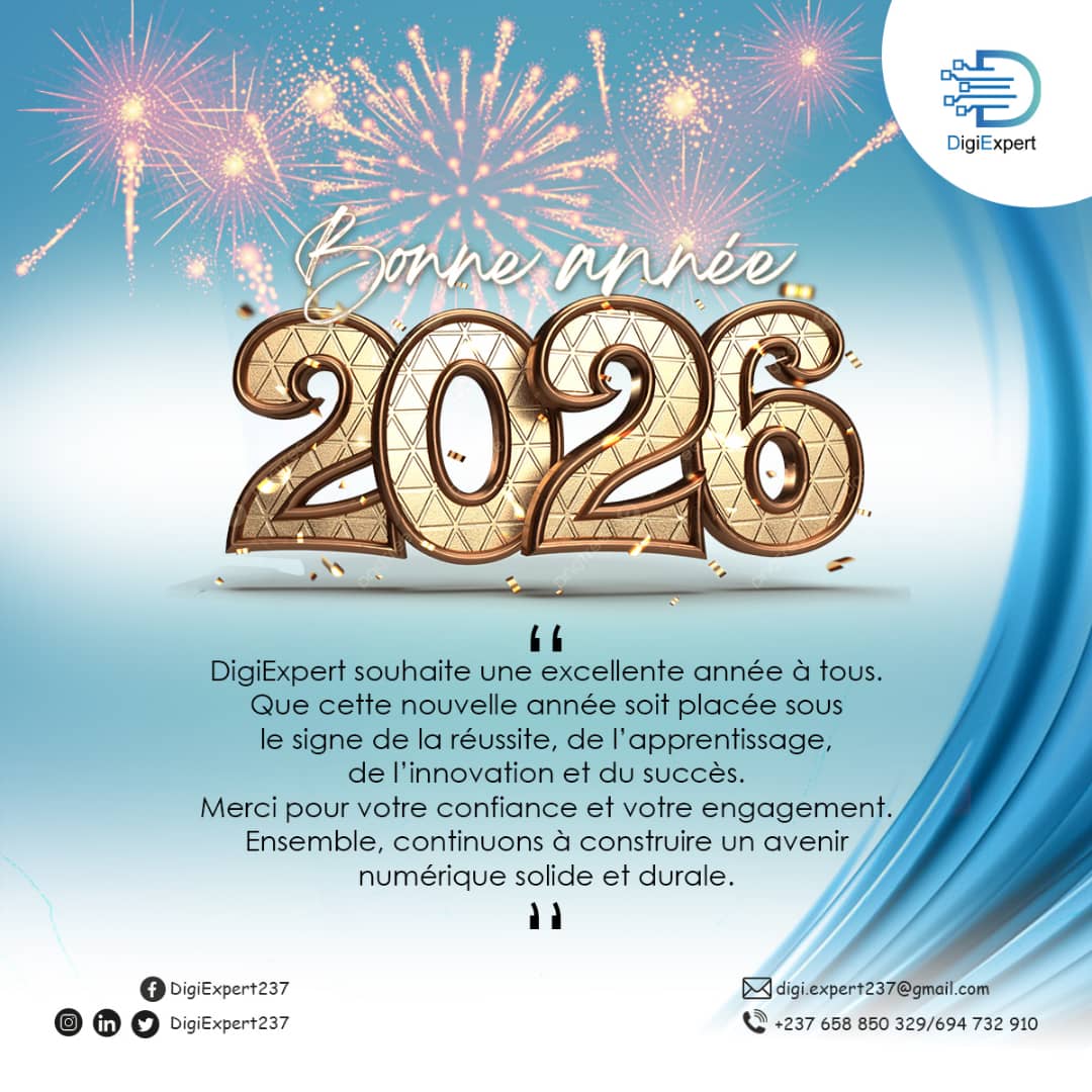 ExpertDigi7's tweet image. DigiExpert vous souhaite une excellente année 2026, placée sous le signe de l’innovation, de l’apprentissage et du succès😍🎉. 
Merci pour votre confiance🤍.
#digiexpert #ucac #formationcontinue