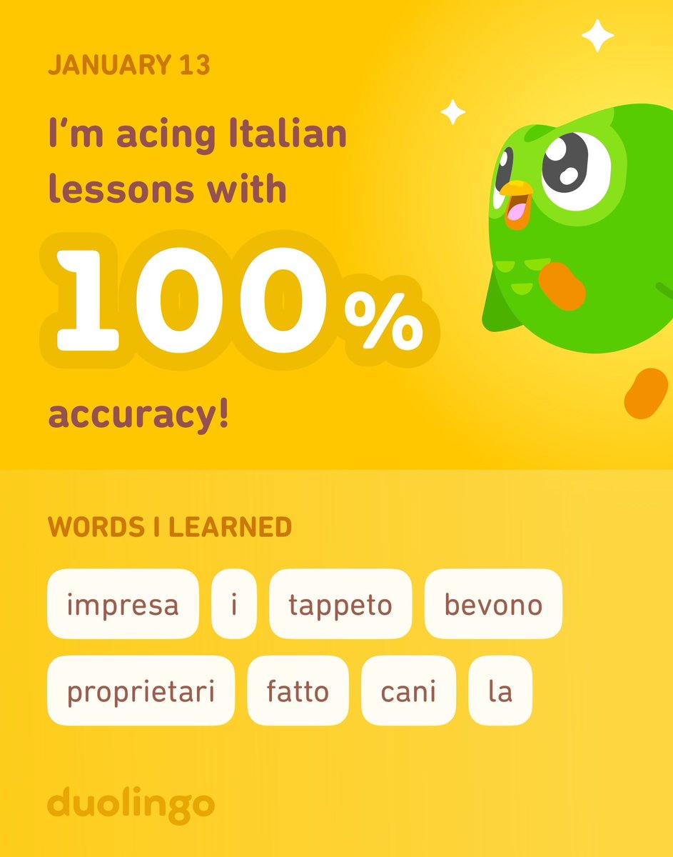 GasparMotta1's tweet photo. I’m learning Italian on Duolingo! It’s free, fun, and effective. https://t.co/GDxVtSZ0qw