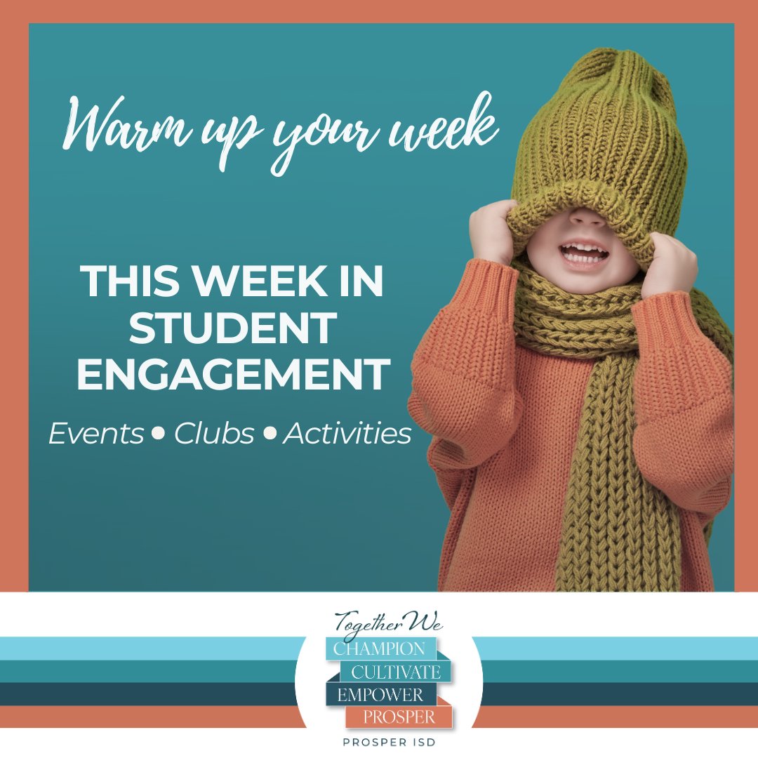 PISDEngage's tweet image. Our weekly Student Engagement newsletter highlights ways for students and families to stay connected — with information about clubs, games, theatre performances, dances and more!  app.smore.com/n/gm0yd #GetPluggedIn @ProsperISD