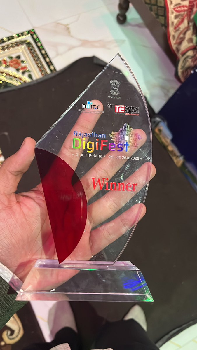 Securestack_Sol's tweet photo. Our team won 🏆 the AI Hackathon at the Rajasthan Regional AI Impact Conference 2026, held during @TiEglobalsummit  (TGS)  X Rajasthan DigiFest @istart_Raj , Jaipur—by building and demonstrating a working AI system with real-world impact. https://t.co/lY5hyK1YyT