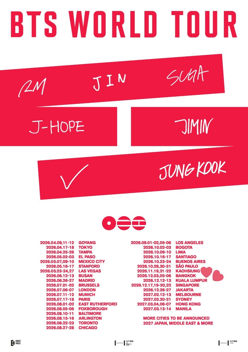 BTSMalaysia's tweet photo. [INFO]

#BTS WORLD TOUR INFORMATION 

Kuala Lumpur
12th &amp; 13th December 2026 

Dear ARMYs, 🙏🍀💜🍇

👉🏻 https://t.co/3YbpAhnUFE