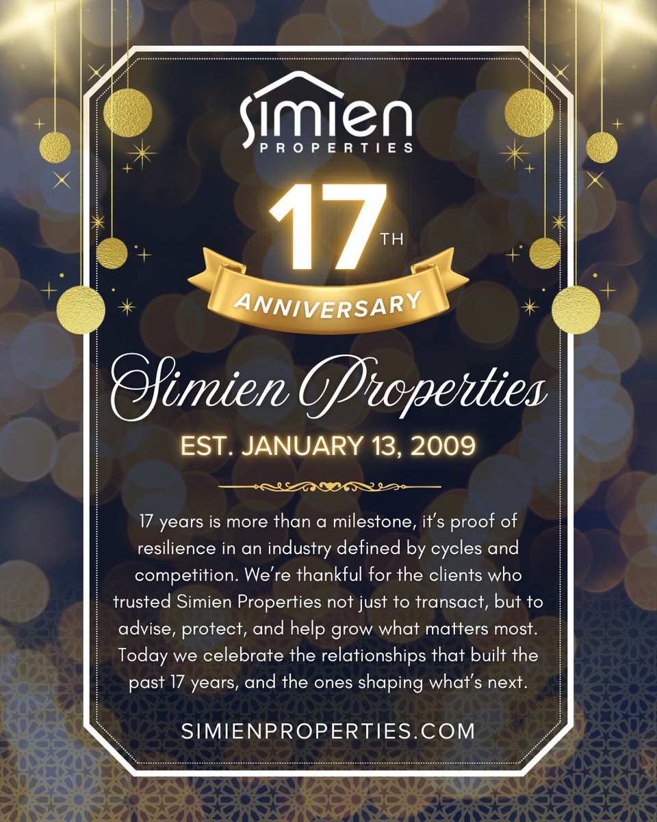 SimienProp's tweet image. 🎉Today we’re celebrating 17 years of Simien Properties! Thank you to our clients, staff, agents, and preferred partners. We appreciate you! #simienproperties #houstonrealestate