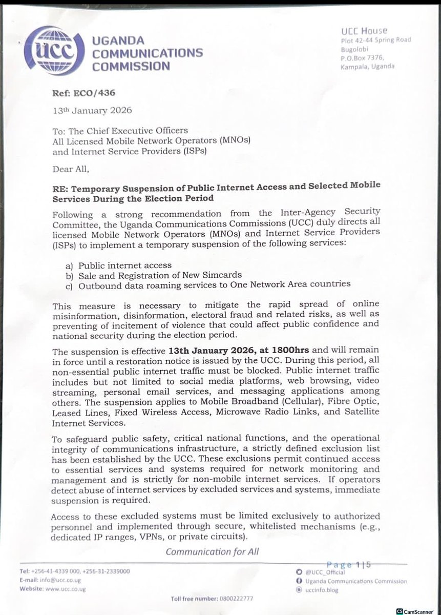 The fool in Uganda called <a href="/KagutaMuseveni/">Yoweri K Museveni</a> who has ruled for 40 years with brutality is about to shut down the Internet just like the fool in Tanzania did months ago, so he can brutalize and rig elections like he has done from time to time. 

The fighting people of Uganda the old