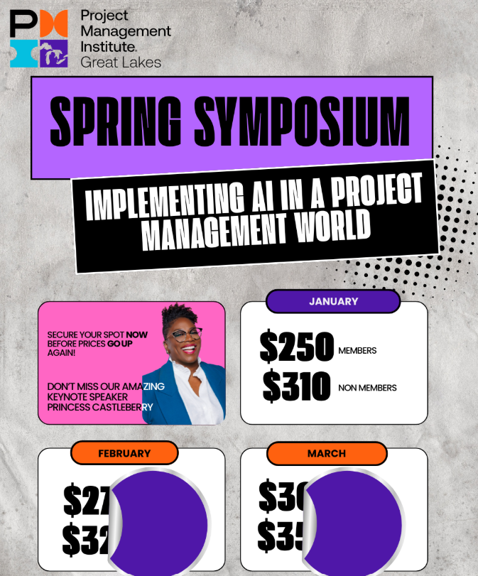 Are you ready to lead in an AI-enabled ecosystem? 🤖📈

Join us for the 2026 #PMIGL Spring Symposium on April 17!

Secure January pricing ($250 Members/$310 Non-Members) before rates go up! ⏳

Register here: bit.ly/3LdWyTc

#ProjectManagement #AI #Leadership #PMI
