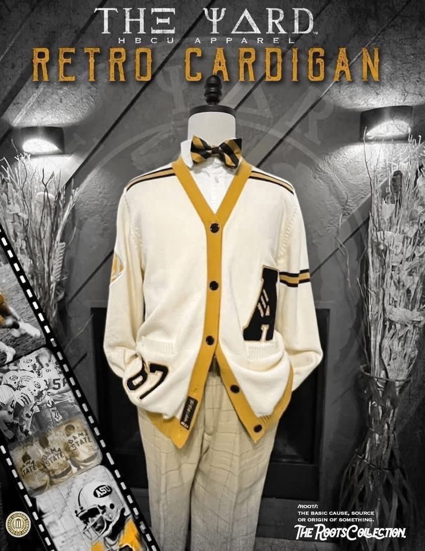theyard_apparel's tweet image. The Bama State College Unisex Retro Cardigan.  Shop at:

theyardapparelbrand.com

#myasu #Swarmas1 #bamastatefootball #bigbamastate