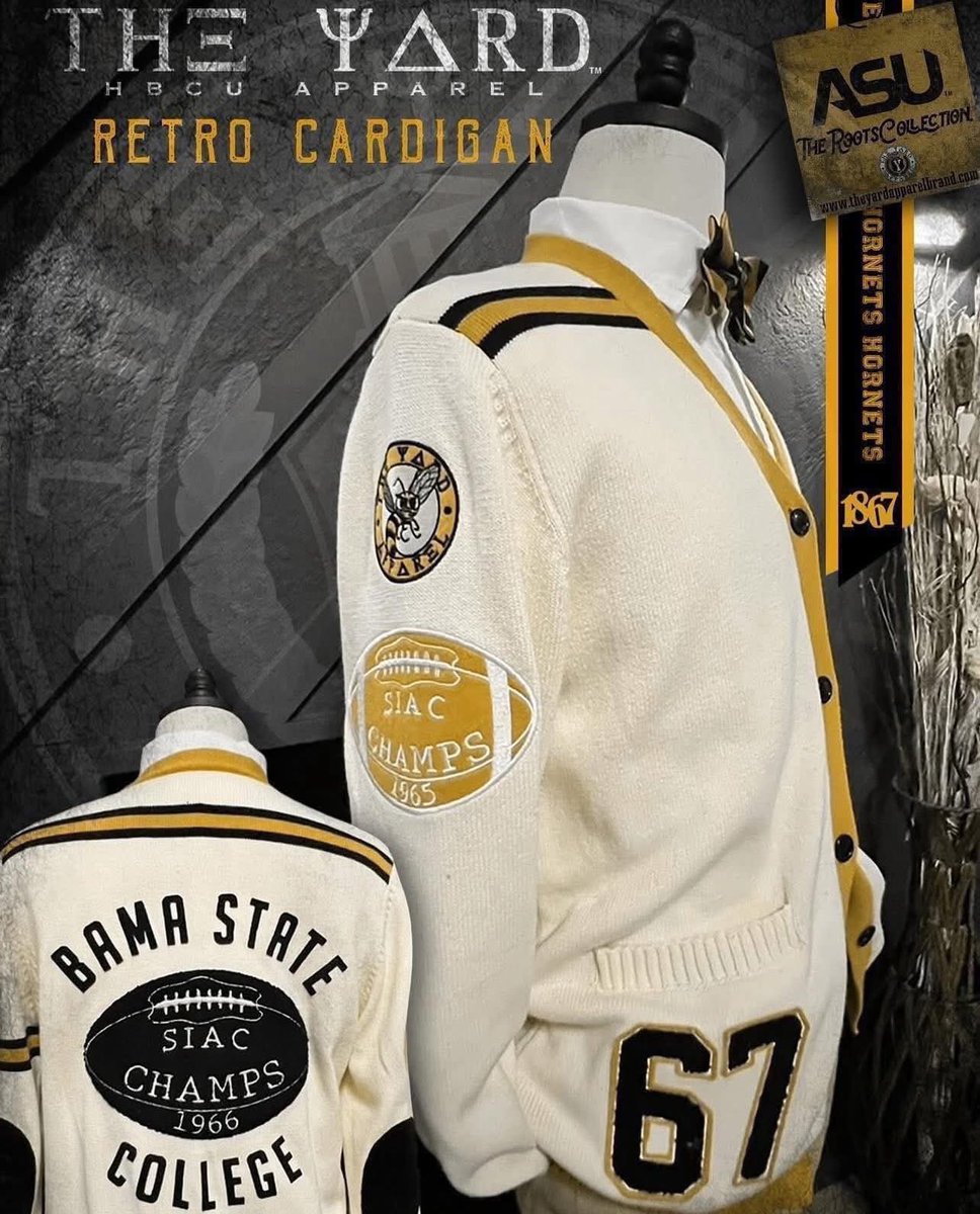 theyard_apparel's tweet image. The Bama State College Unisex Retro Cardigan.  Shop at:

theyardapparelbrand.com

#myasu #Swarmas1 #bamastatefootball #bigbamastate