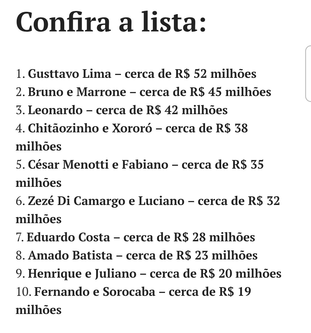 zebulebs's tweet photo. @LuisMor25453008 @roberta_bastoss Essa é a lista com os 10 cantores que mais receberam recursos via Lei Rouanet em 2025. Cadê esses esquerdistas que vc fala?

https://t.co/xoPKMgJW8S https://t.co/6HOvQhbBQw
