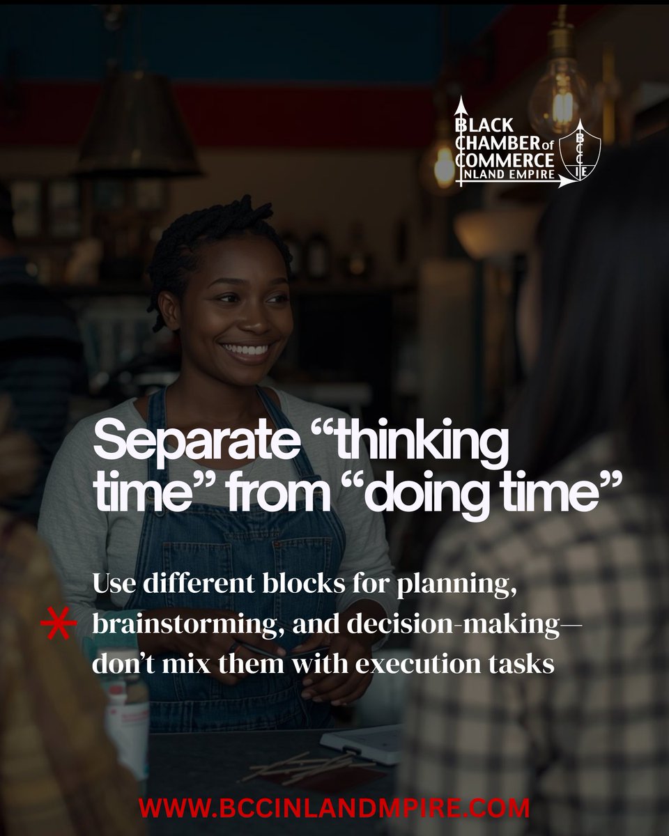 bccinlandempire's tweet photo. Design your day with purpose. ⏰

Time blocking helps you create structure, protect your focus, and move your business forward with intention.
At @bccinlandempire , we believe success doesn’t happen alone. 
Learn more about becoming a member at 
https://t.co/vxA5diSn4c https://t.co/EAjGKGKy0o
