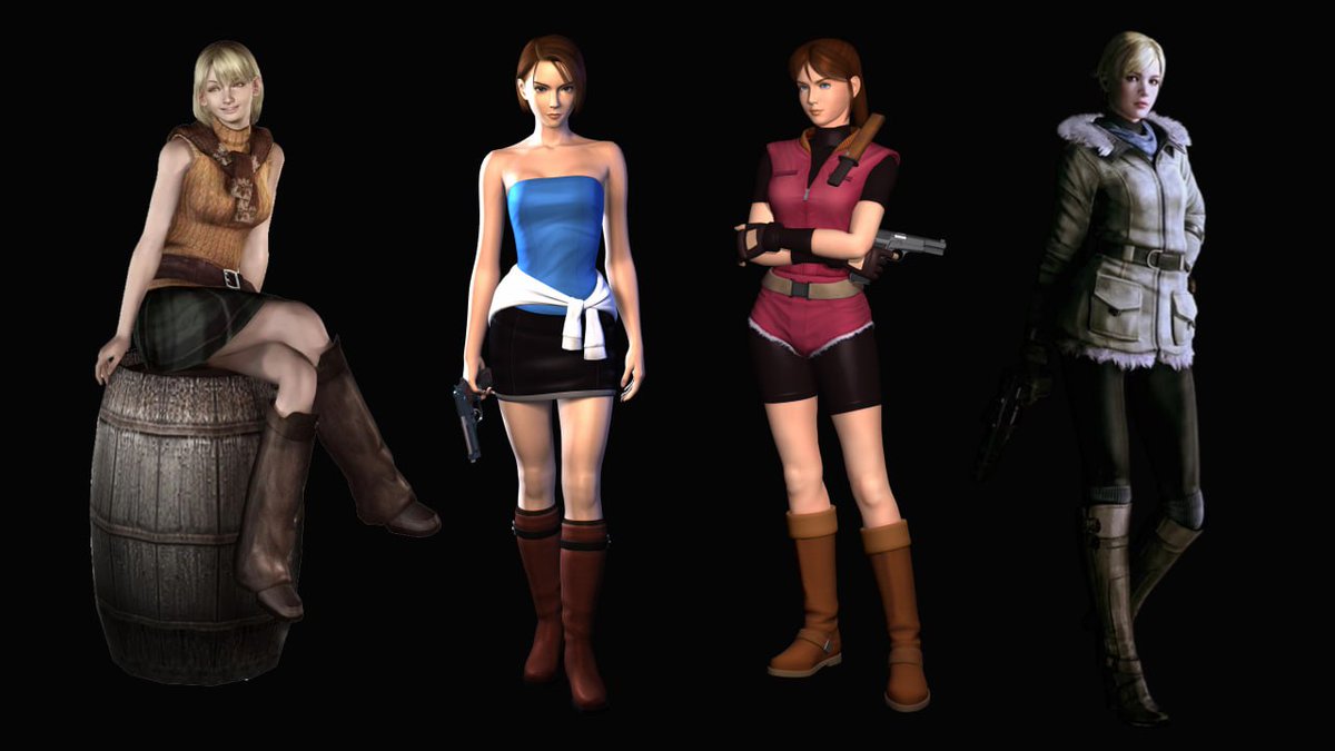 jillvaleentine's tweet image. the way it’s just resident evil women and their brown boots against the world