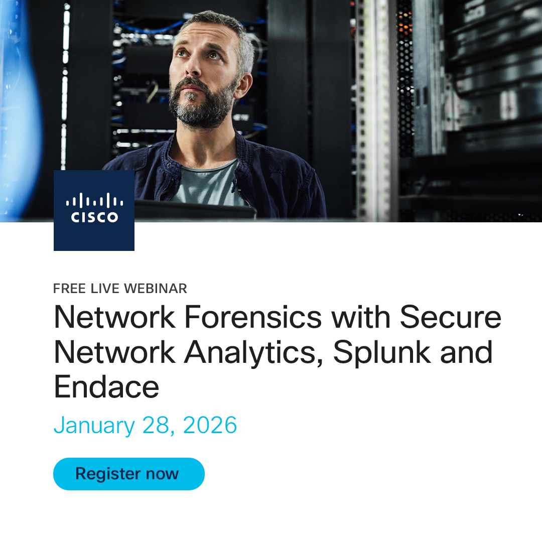 LearningatCisco's tweet photo. 🎯 Real-time threat detection meets packet-level precision. 

Discover how @CiscoSecure Network Analytics, @splunk, and @endace work together for seamless incident response and deep forensics.

📆 January 28, 2026, at 9 a.m. PT

Register now for free: https://t.co/tTDsIR6kD1 https://t.co/GRILtiy3QH