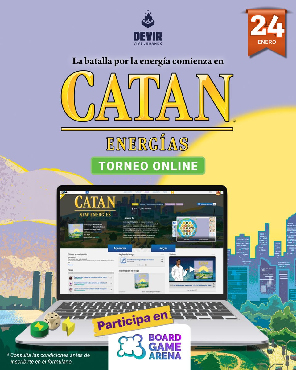 DevirAmericas's tweet image. Solo quedan 11 días para la gran batalla... El futuro de Catán está en tus manos ⚡♻

🗓️ 24 de Enero
📍Board Game Arena (BGA)
📝 Más info -&amp;gt; deviramericas.com/energia-en-el-… 

Solo falta... ¡Estar listo este 24 de Enero para usar tus mejores estrategias! 🏆✨