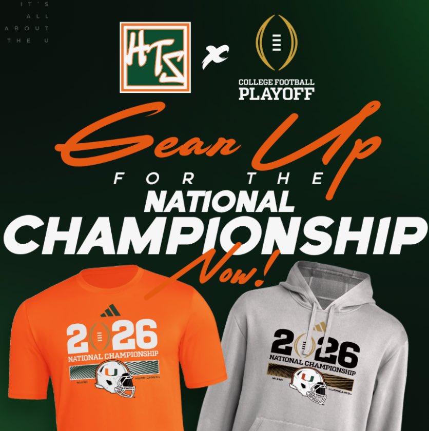 CanesConnection's tweet image. Miami fans, it’s time to gear up! 🏆🔥 Shop the College Football Playoff National Championship collection now @MiamiHTS online or in-store!
miamihts.com/collections/cf…