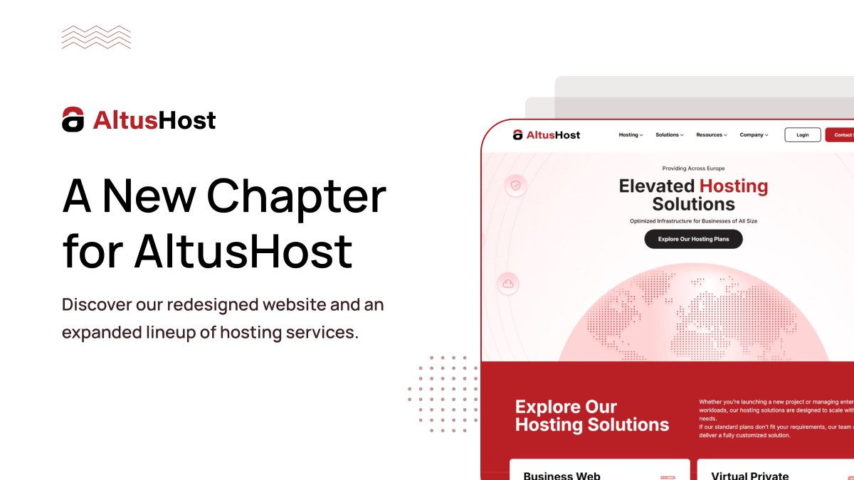 A fresh look.
Stronger infrastructure.
The same commitment to reliability.

Our new website is live, showcasing an expanded lineup of hosting solutions designed to scale with your business.

Welcome to the next chapter of AltusHost.

altushost.com

#HOSTING #altushost