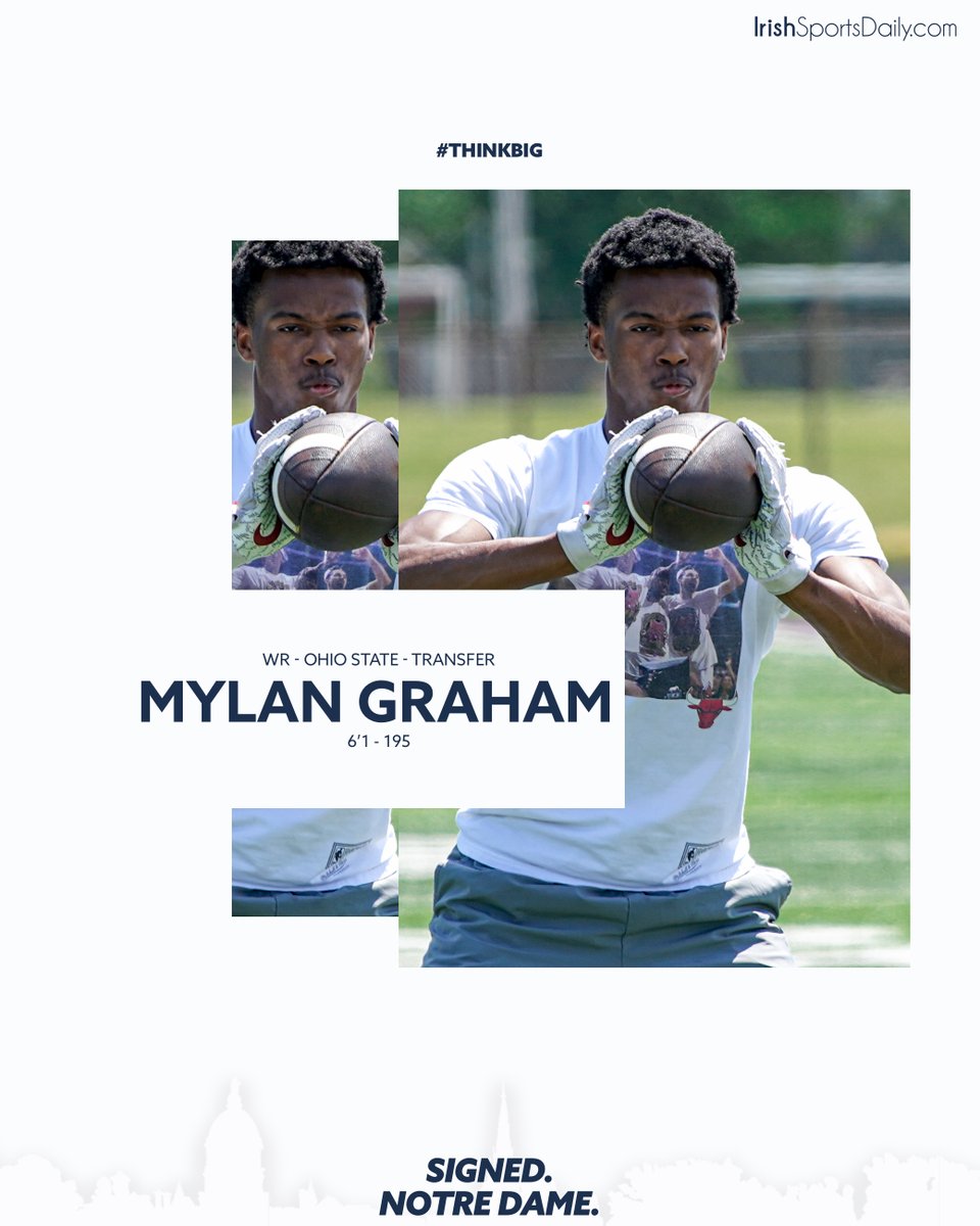 mattfreeman05_'s tweet image. COMMITMENT | Notre Dame has signed former Ohio State WR Mylan Graham. 

"The ceiling of his career due to his talent alone, like most Ohio State receivers, is a first-round draft choice."

 irishsportsdaily.com/s/26848/commit…