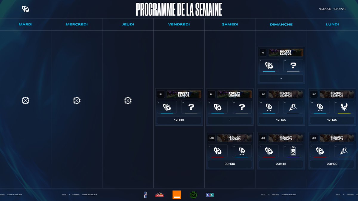 KarmineCorp's tweet image. 🚨 PROGRAMME DE LA SEMAINE 🚨

Ce n'était donc pas un rêve, nous avons DEUX équipes en #LEC 🥹