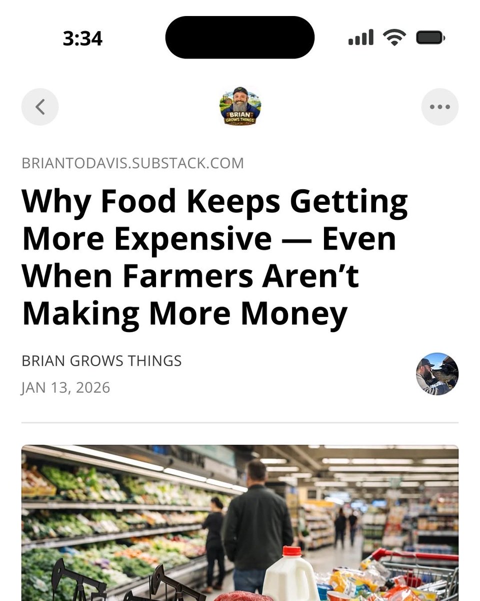 GrowThings's tweet image. Food keeps getting more expensive — even when farmers aren’t making more money.

It’s not one problem. It’s a system design issue.

A short breakdown on why food inflation persists, who feels it most, and what we’re missing in the conversation. 👇

open.substack.com/pub/briantodav…