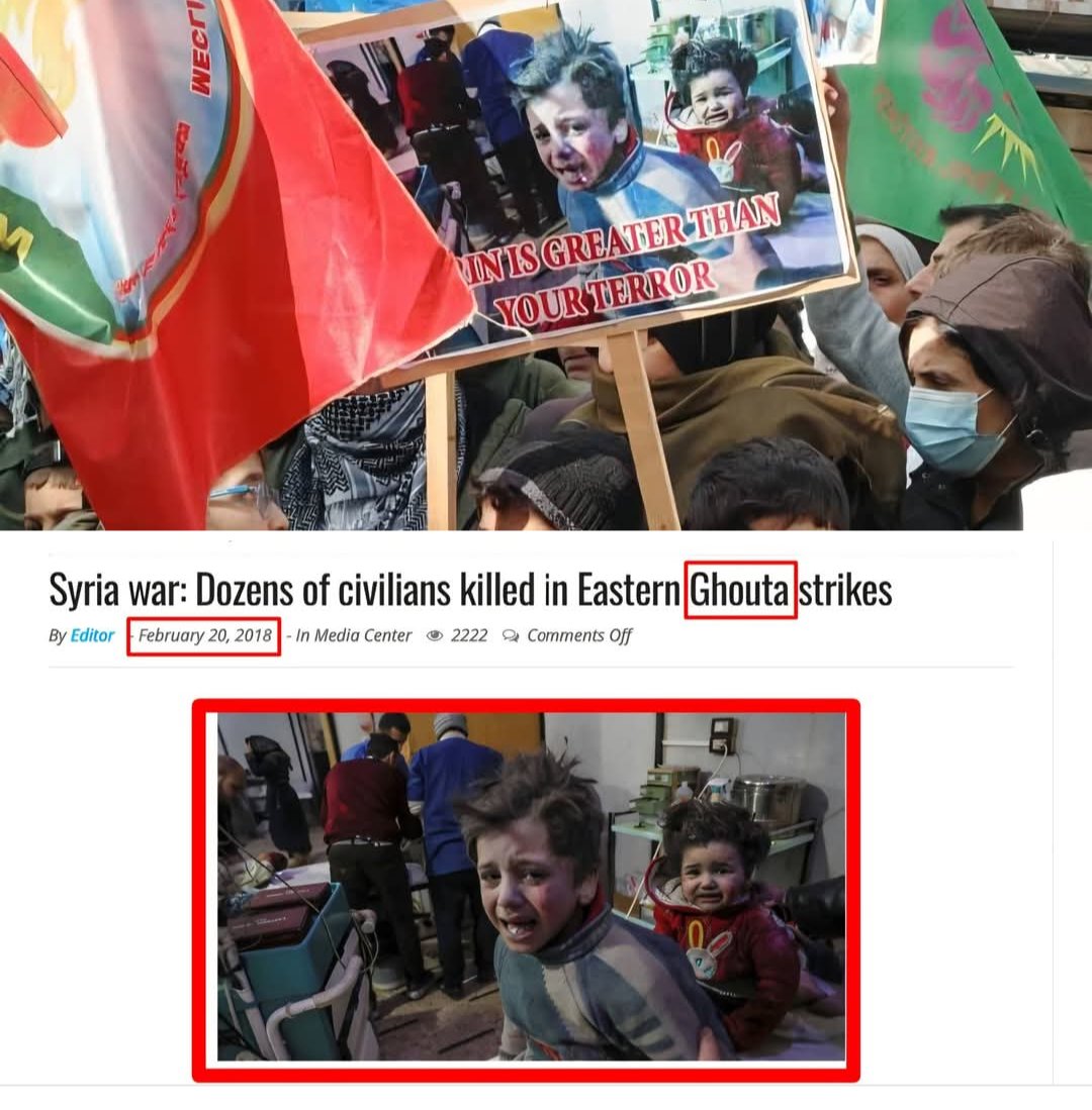 سابقاً كان الأسد يسرق صور أطفالنا الذين قتلهم ليزور ويقلب الحقائق واليوم حليفه تنظيم قسد يفعل ما كان يفعله نظام الأسد يأخذ صور ضحايا أطفالنا في القصف الكيماوي الذي ارتكبه نظام الأسد في الغوطة الشرقية، ويستخدامها في مظاهرات أنصاره على أنها في الشيخ مقصود!
أي سفالة وإجرام هذا الذي