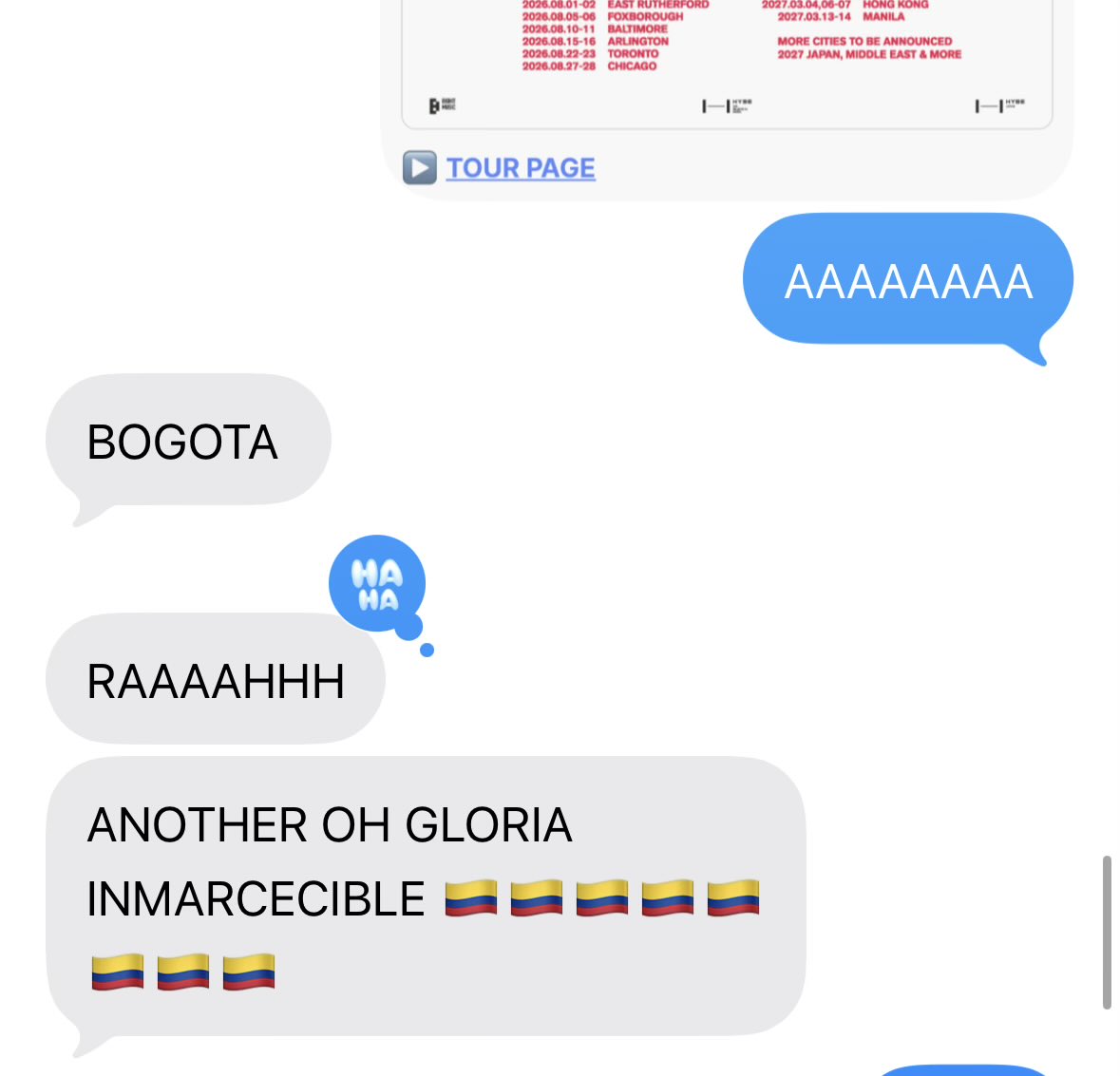 entropiIs's tweet photo. my non army bf's reaction to the tour dates 😭 https://t.co/6MLKIJEtdB