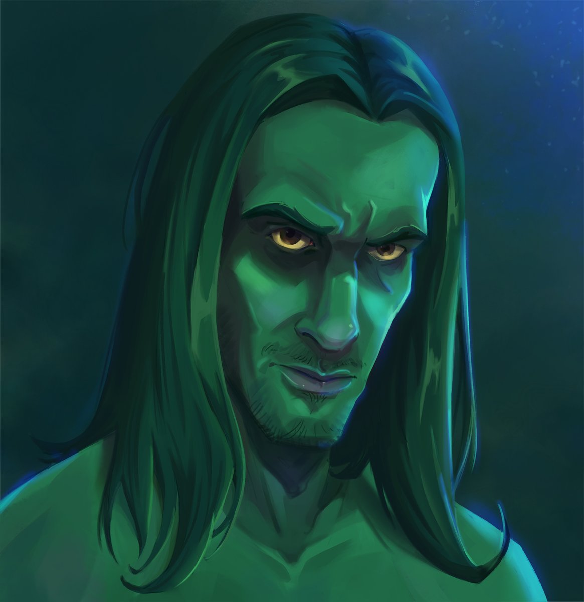 jRakic_art's tweet photo. Another self-portrait. This one is a hulk-like, in green, since that's my favorite color.
#selfportrait #digitalart #studypainting https://t.co/7m2B6N83ai