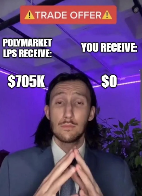 <a href="/Polymarket/">Polymarket</a>'s LPs made $705K in 6 days
See who's actually getting paid👇👇👇