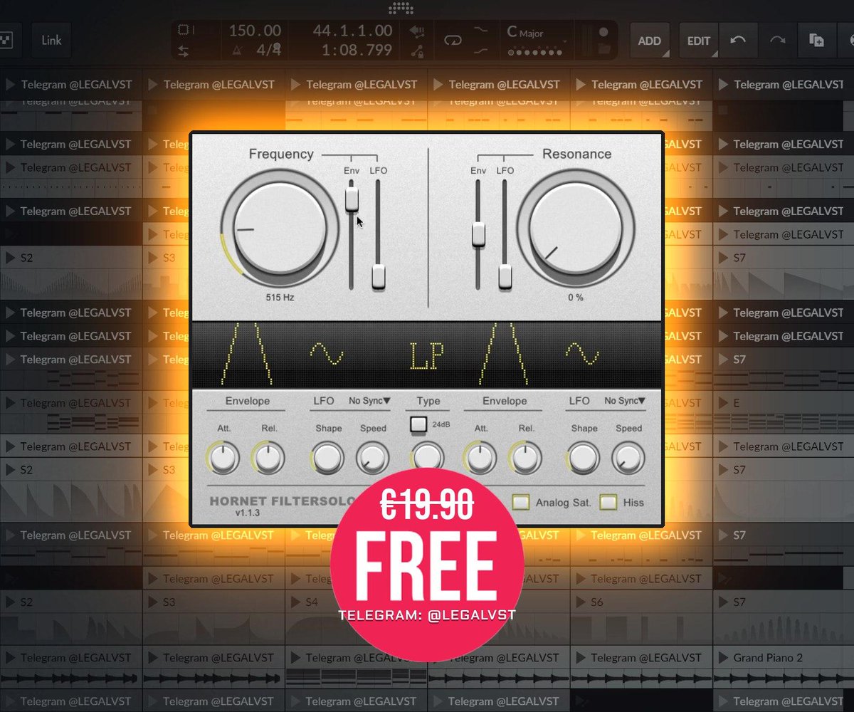 LEGAL_VST's tweet image. FilterSolo by @Hornetplugins  🎛️
Multi-mode resonant filter w/ LP/HP/BP/BS, 12/24dB slopes, analog sat, 2 envs, 2 LFOs

💻 Mac/Win (AU, VST3, AAX)
🎁 FREE (reg. €19.90) w/code: FILTERFREE26 until 15 Jan
🔗 Link in bio!

#freeplugin #filterplugin #analogemulation #musicproduction