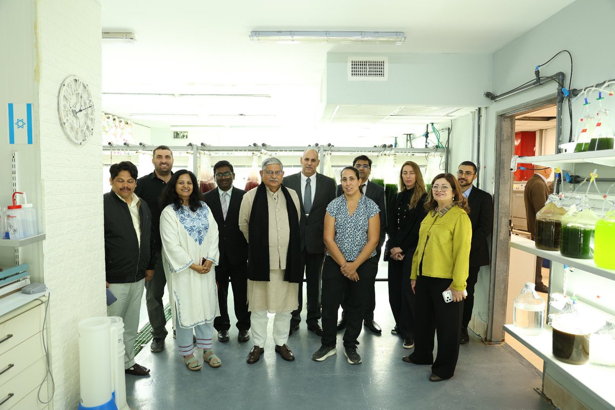 FisheriesGoI's tweet photo. A high-level delegation led by Hon'ble Union Minister of Fisheries, Animal Husbandry and Dairying Shri Rajiv Ranjan Singh commenced an official visit to Israel to participate in the Second Global Summit on "Blue Food Security: Sea the Future 2026" which is being held during 13-15 January 2026 in Eilat, Israel, reinforcing India-Israel cooperation in fisheries and aquaculture sector. 

The delegation today visited the National Centre for Mariculture (NCM) at Eilat which is Israel's leading research hub for marine aquaculture innovation. During the visit, Hon’ble Minister received an overview of NCM's facilities and research programs, including broodstock development, hatchery technologies, IMTA models, and innovative approaches to disease management.

Both sides also discussed opportunities for collaboration and joint research between India and Israel, aiming to strengthen knowledge exchange, enhance production efficiency and introduce advanced mariculture solutions adaptable to Indian conditions. 

#IsraelVisit #SeaTheFuture #SustainableFisheries #InternationalCooperation #KnowledgeExchange #Mariculture
@indemtel  @mygovindia @PiyushGoyal