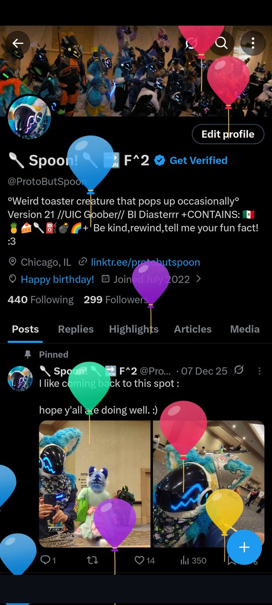 ProtoButSpoon's tweet image. I summon 500 balloons.

Only works on my birthday tho :/

Hope yall are well!