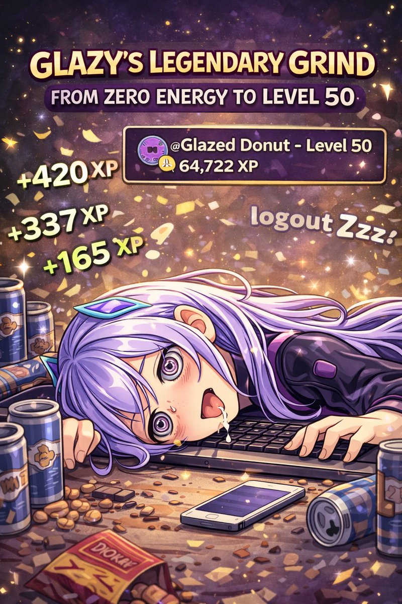 phedranico's tweet image. Three nights, zero sleep, endless Discord chats. XP crawled, sanity collapsed. Level 50 unlocked at last. Role secured. Glazy down. Worth it? Absolutely. 🍩😴🔥
@DonutAI 
#GlazyGrind #Level50 #DiscordLife #NoSleepClub #XPChaser #RoleUnlocked #GrindCulture #NightGrind #DonutGang